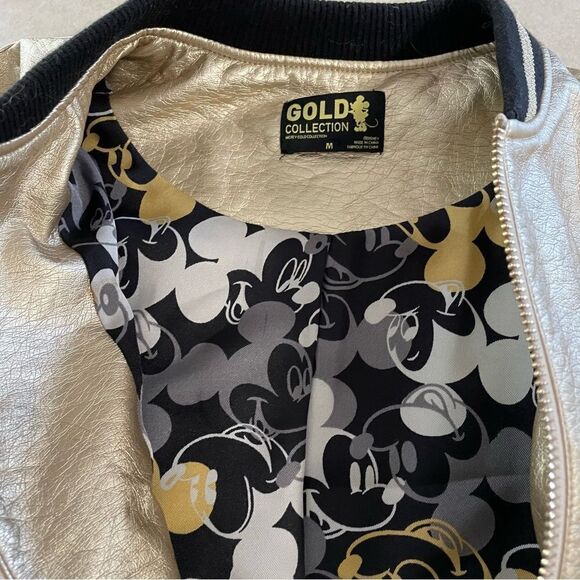 Mickey Mouse Gold Collection size M Medium Varsity bomber jacket women’s Juniors - Picture 3 of 4